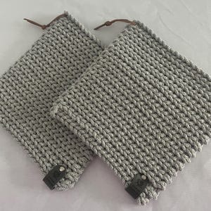 Conjunto de 2 porta-copos/descansos de panela modernos, 100% algodão reciclado, cinza claro Bobbiny