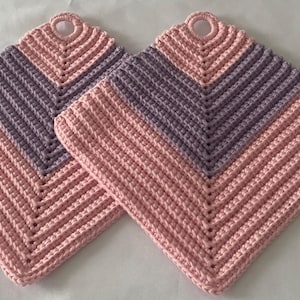 Agarraderas de crochet - Estilo retro - hechas a mano 2 piezas - accesorio de cocina - de algodón