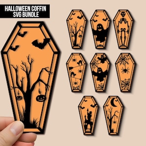 Halloween Coffins Svg Bundle | Haunted House Coffin Svg | Horror Coffin Svg |Coffin svg| Halloween Decor| Glowforge Svg| Black Ghost Coffin