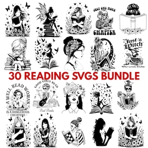 Reading SVG cut file - 30 | Woman Reading Png | magical fairy sitting on books | Skeleton Holding Book Svg | library decor, vinyl crafts |