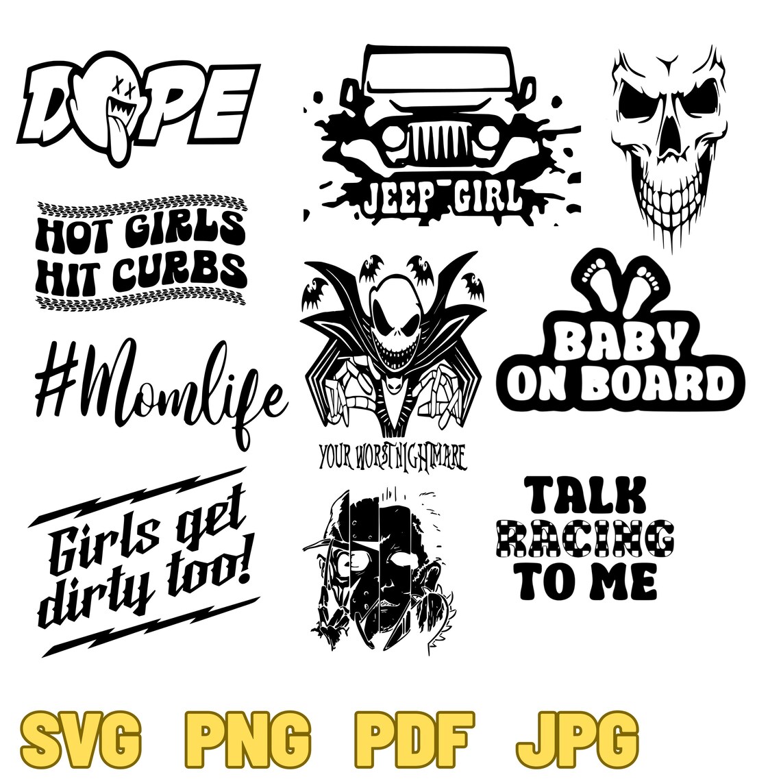 Svg Decals Racing Car Stickers SVG Bundle 100: Auto Decals | Funny Car Stickers Png ...