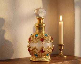 Mond Wasser Gefäß | Verziertes Glas Zauberglas | Juwelenaltar und Vintage-Stil-Trankflasche | Spirituelle Witchy Wohnkultur