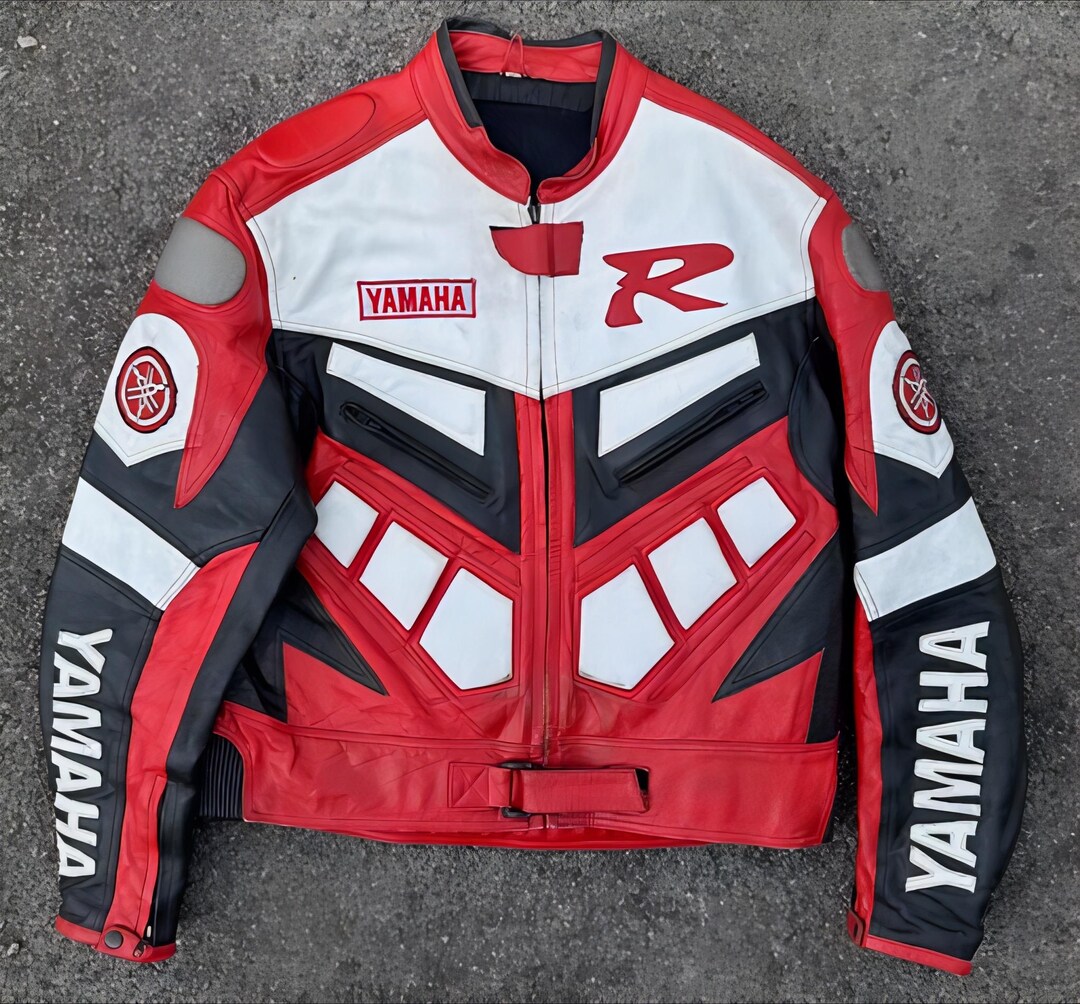 Yamaha Racing Motorcycle Leather Jacket | Cowhide Biker Gear | Handmade ...