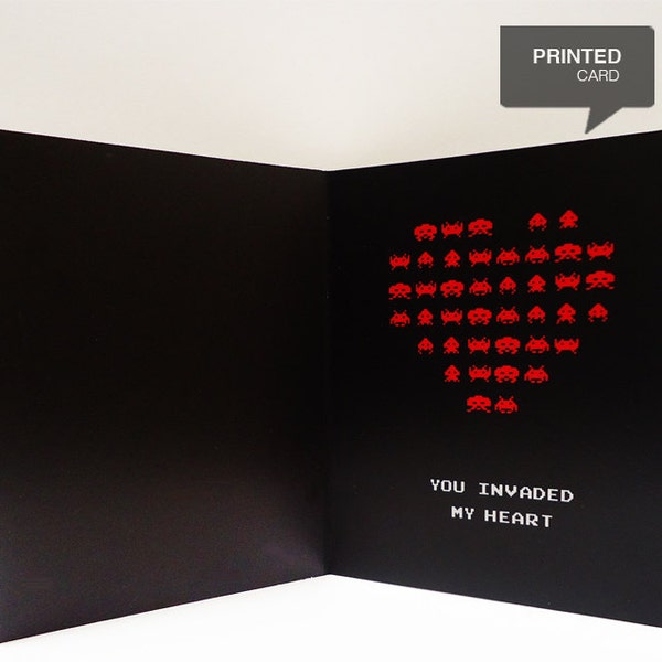 Space Invaders Love Printed Card