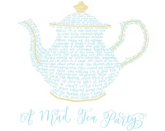 Alice in Wonderland Mad Tea Party Pink Digital Printable Art