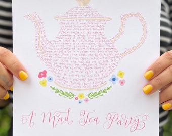 Alice in Wonderland Mad Tea Party Pink Digital Printable Art