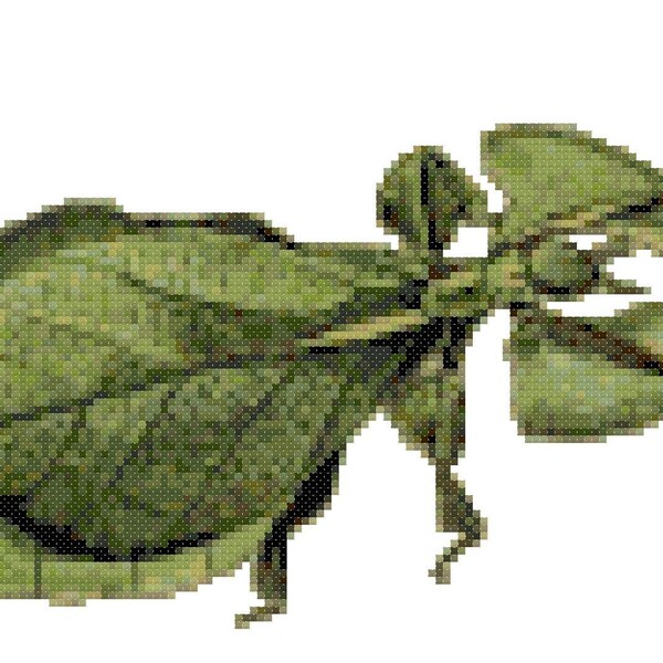 Leaf Insect Phyllium Digital Cross Stitch Pattern PDF Download - sewing craft needle art DIY embroidery