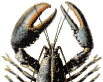 Blue Lobster Cross Stitch Pattern PDF Digital Download ocean themed home decor | beach house decorations | fisherman gift idea