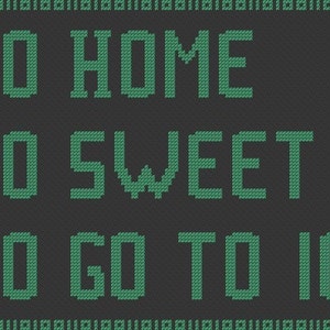 Könnte beinhalten: Grüner Pixeltext auf schwarzem Hintergrund mit der Aufschrift "10 HOME 20 SWEET 30 GO TO 10".