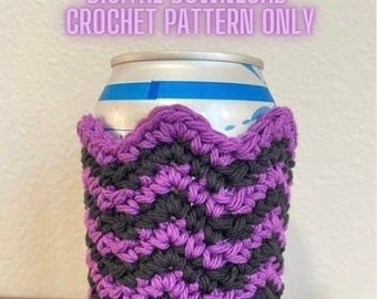 Chevron Can Koozie Crochet Pattern - Digital Download, Beverage Cozy Tutorial, Handmade Drink Sleeve DIY, Instant PDF Download
