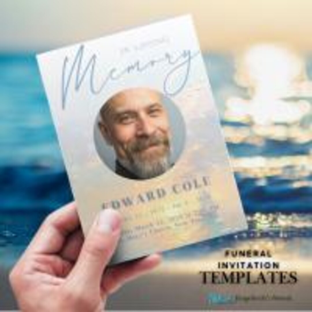 Editable Funeral Invitation Template | Memorial Card & Bookmark | Canva ...