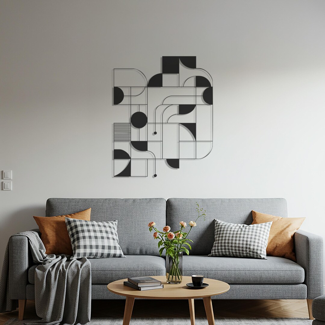 Geometric Metal Wall Art – Modern Abstract Line Design, Minimalist ...