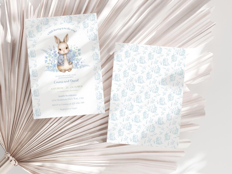 Rabbit Baby Shower Invitation: Editable Bunny Invite Bundle (printable ...