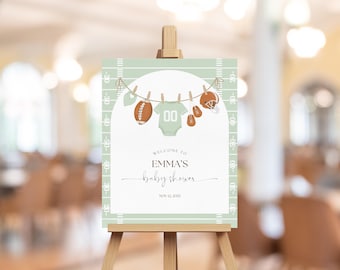 Football Baby Shower Welcome Sign: Little Rookie Is On The Way (Editable - Instant Download)