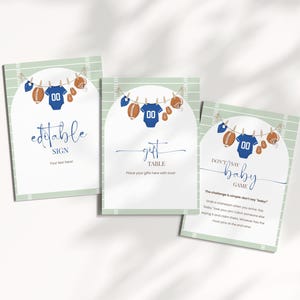 Cartelli per il tavolo del baby shower a tema calcio: Il piccolo esordiente sta arrivando + Cartello personalizzato (Download immediato)