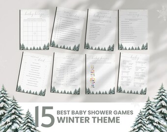 Paquete de juegos para baby shower de invierno: juegos para baby shower navideños, baby shower neutro (descarga instantánea)