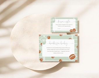 Diaper Raffle and Books for Baby: Editable Football Baby Shower Cards (Instant Download)