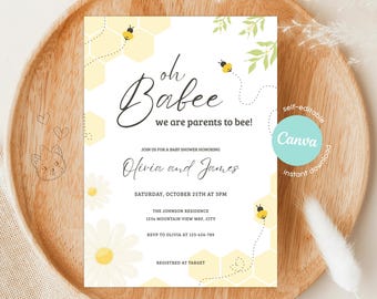 Oh Babee, Parents to Bee: Bee-babyshoweruitnodiging (digitale download)