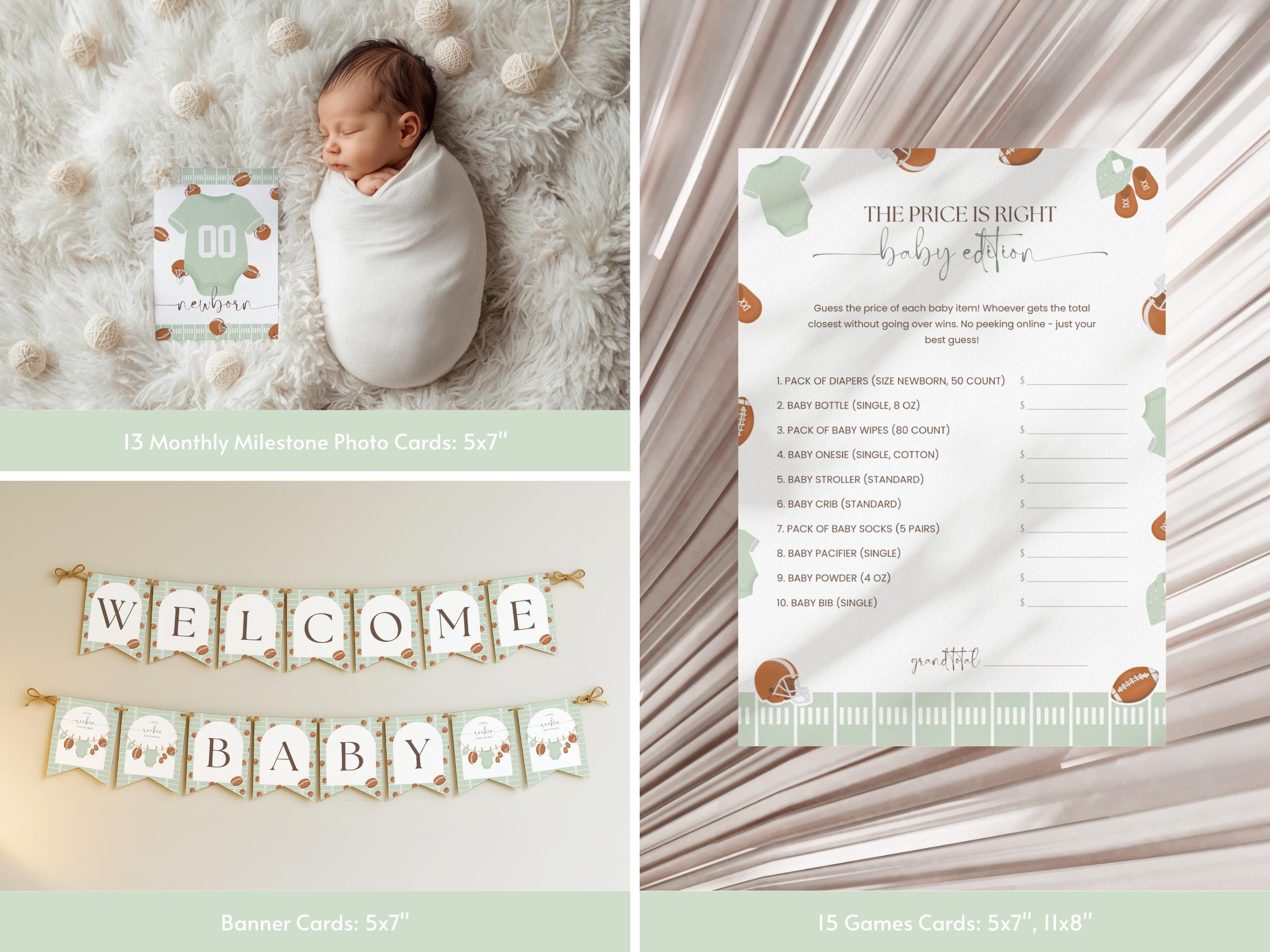 Editable Football Baby Shower Bundle: Little Rookie is on the Way ...
