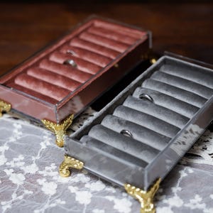 Expositor de anillos de terciopelo, Expositor de joyas de lujo para joyeros, Expositor de anillos de terciopelo rosa, Bandeja de almacenamiento de anillos de terciopelo, Vitrina de joyería