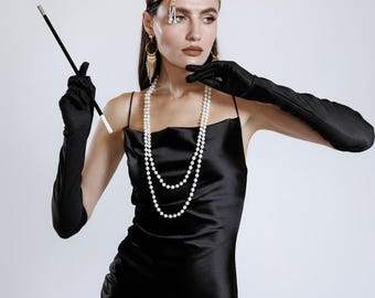 Unicra 1920s Gatsby Collana di Perle Orecchini Set Principessa Sposa Perla Gioielli Set Argento Cristallo Multistrato Collana Accessori Gioielli per Donne e Ragazze