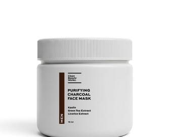 Purifying Charcoal Face Mask for Men, Kaolin, Green Tea & Licorice (Bulk | Wholesale | Private Label)