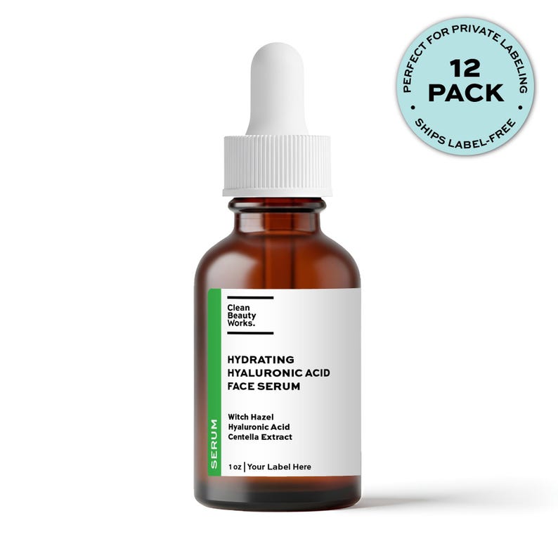Hydrating Hyaluronic Acid Serum, Witch Hazel & Centella - 1 oz (12-pk amber)
