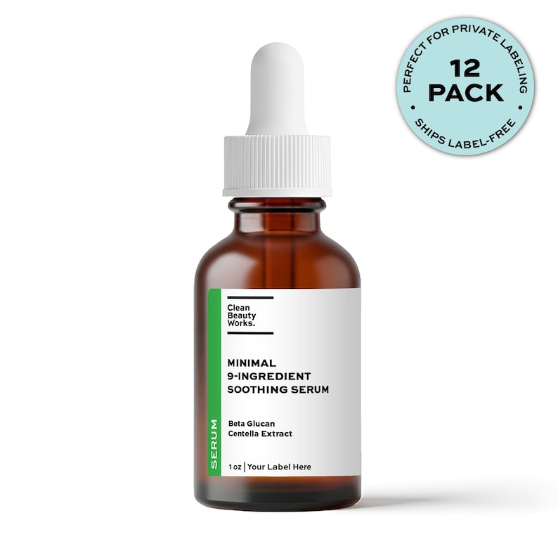 Minimal 9-Ingredient Soothing Serum, Centella Extract & Beta Glucan - 1 oz (12-pk amber)