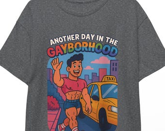 Camiseta divertida gay / Camiseta "Otro día en el barrio gay" / Camiseta del orgullo gay / Camiseta con humor LGBTQ / Regalo gay para él