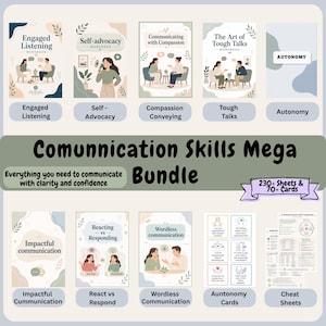 Communication Skills Bundle | Therapy Worksheets | Assertive Communication Workbook | Healthy Boundaries | CBT Counseling | Couples Therapy