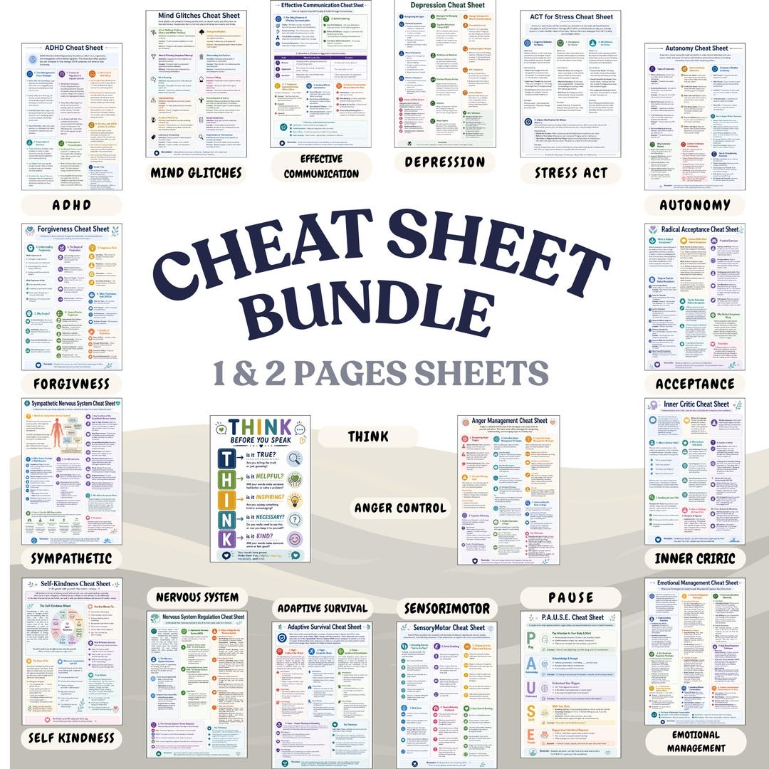 Therapy Cheat Sheet Bundle | for Counselors, Therapists & Coaches ...