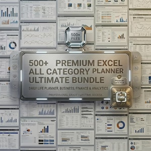 500+ Excel Planner Ultimate Bundle | Daily Life Planner, Business Templates, KPI, Finance, Sales & Analytics Spreadsheet, Productivity Tools