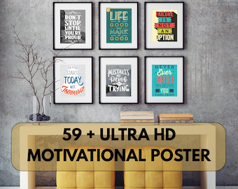Plus de 59 affiches de motivation en téléchargement numérique | Impression d'art mural motivant imprimable | Posters de citations inspirantes pour la décoration de bureau, de maison et de chambre