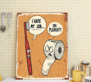 Affiche Humour 'Je Déteste Mon Job' – Déco Toile Pour Salle De Bain, 50x70 Cm, Imperméable