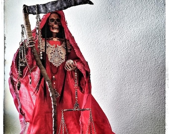 Red, Roja Santa Muerte 17 inch Altar statue