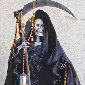 Black Santa Muerte Holy Death Statue 19 inch