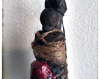 Reliquary Vodou Bone FÉTICHE w/bottle