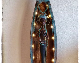 OOAK Yemayá, Yemoja poppet fetish Lighted Boat Shrine