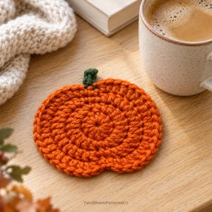 Pumpkin Crochet Pattern PDF, Beginner Pumpkin Applique, Fall Coaster Pattern, Autumn Garland and Gift Decoration