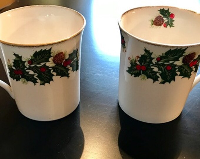 Set of 2queens Fine Bone China Cups in Yuletide Pattern Etsy