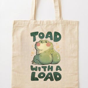 Frog Tote Bag - Toad With a Load 100% Cotton Canvas Shoulder Bag