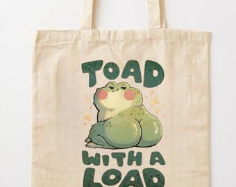 Frog Tote Bag - Toad With a Load 100% Cotton Canvas Shoulder Bag