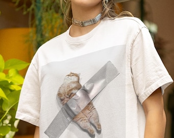 T-shirt met ducttape katten - Funny Ginger Kitten, T-shirt met comfortabele kleuren