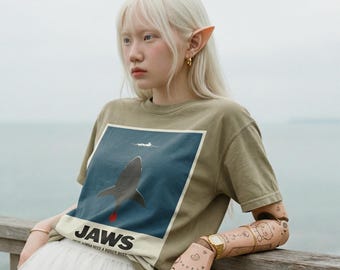 Quint Shark Fishing Shirt : Comfort Colors Amity Island Jaws Tee, Retro 1975 Cinema Graphic