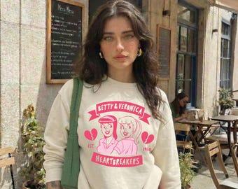 Betty and Veronica Comfort Colors Sweatshirt : Vintage 60s Archie Comics Tee