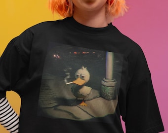 Grafisch T-shirt grappig rokende eend: Meme Duck Comfort Colors 1717 T-shirt, T-shirt Existential Mood, Edgy Gen Z-cadeau