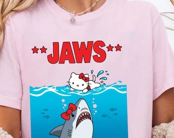 Comfort Colors Jaws  Movie T shirt: Funny Kitty Tee