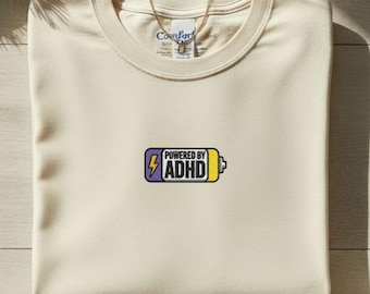 ADHD Bewusstsein besticktes T-Shirt | Neurovielfalt Geschenk | Komfort Farben Tee | Witziges ADHD Shirt