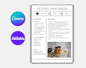 Recipe Card Template Printable | Editable Canva l Pages | Kitchen  Recipe Organizer | A4 Digital Download
