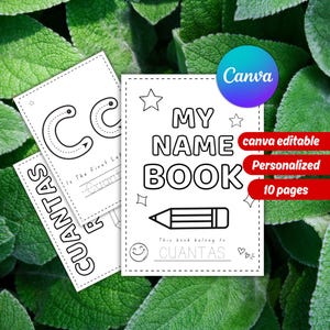 Personalized Name Writing Practice Printable | Kindergarten Readiness Workbook | Custom Preschool Tracing Sheets Canva Editable